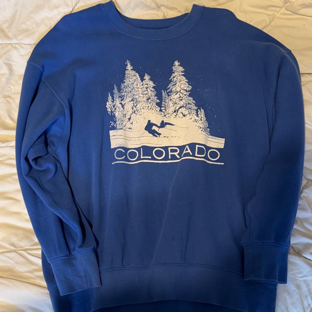 American Eagle Outfitters Blue Colorado Crewneck Sweater